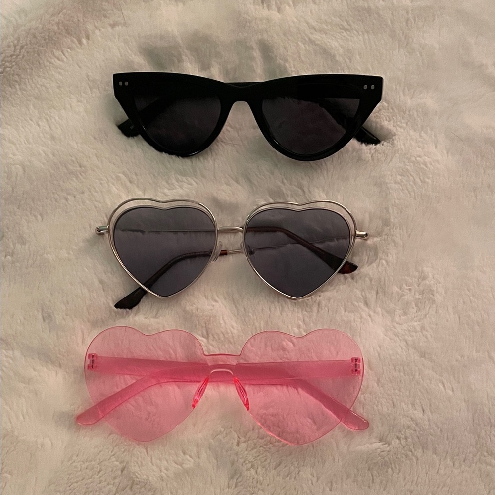 Stylish Heart and Cat Eye Sunglasses Set